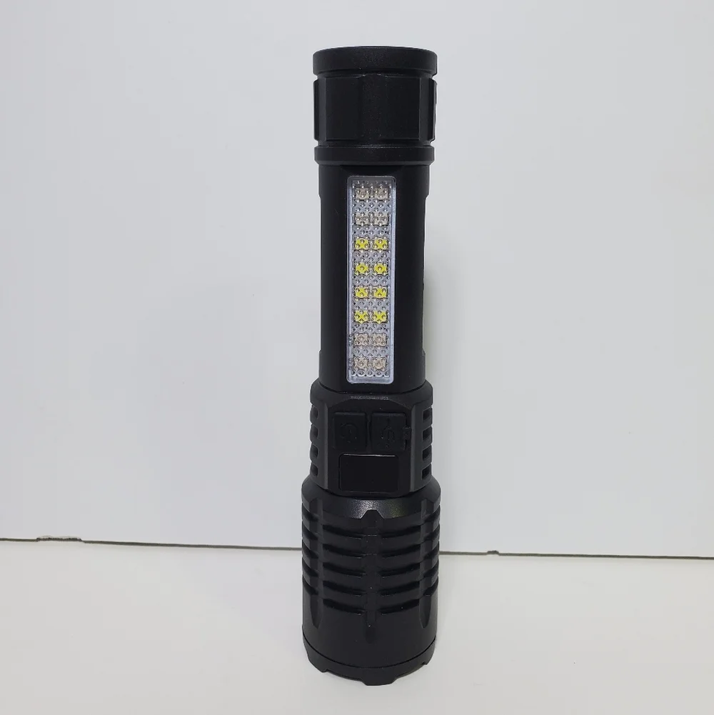 Rechargeable LED Multi-Function Zoom Digital Flashlight Side Work Outdoor Light